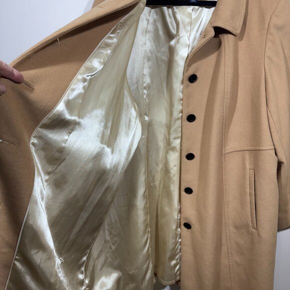 Land's End Women's Camel Wool Blend Car Coat Jacket Size 26W Office Preppy - Picture 2 of 8